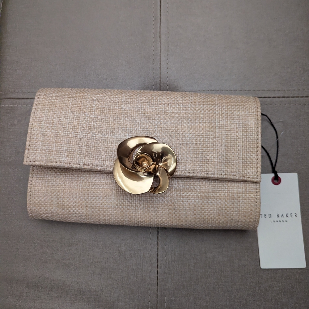 Ted Baker Cream and Gold Clutch with Elegant Design